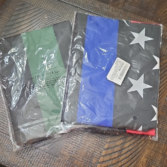 Set Of 2 Thin Blue Red Green Line 3x6 Flags - Picture 1 of 3